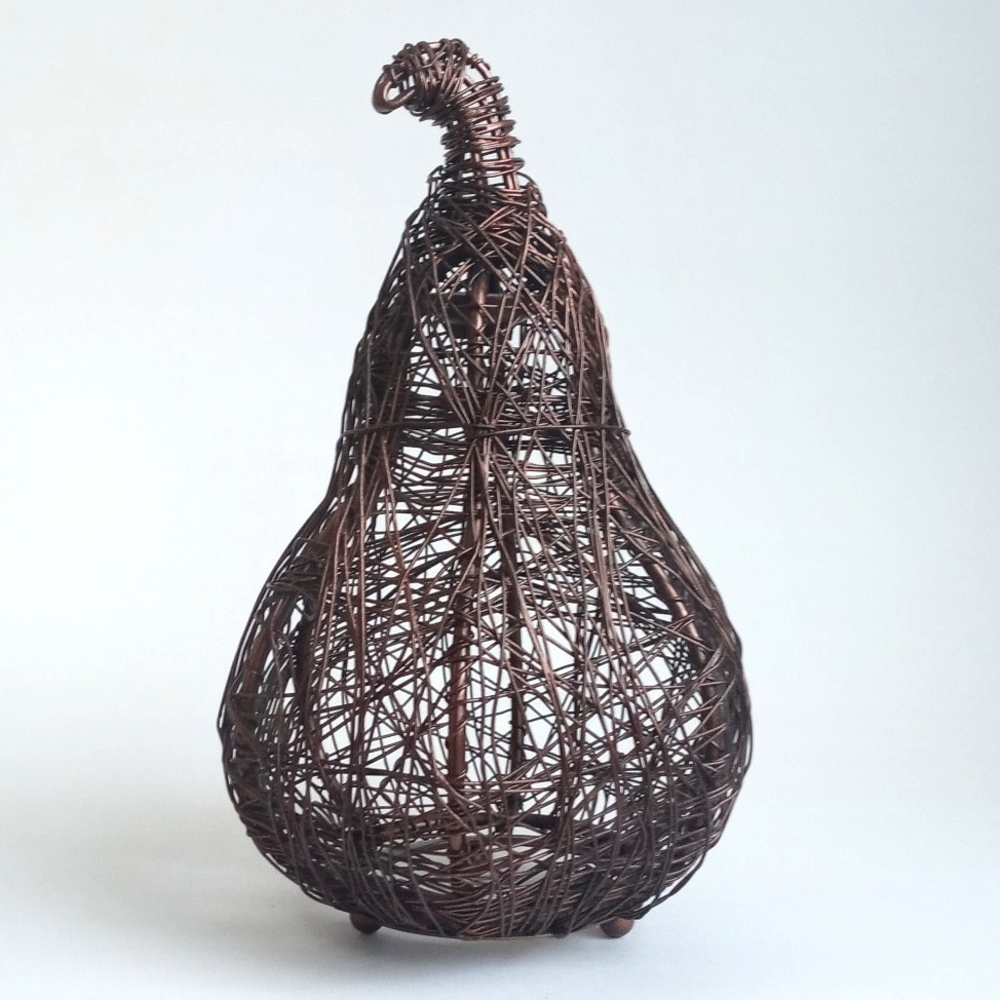 Woven Wire Pear Candle Topper Accent - Brown Decorative Home Accent Home Decor